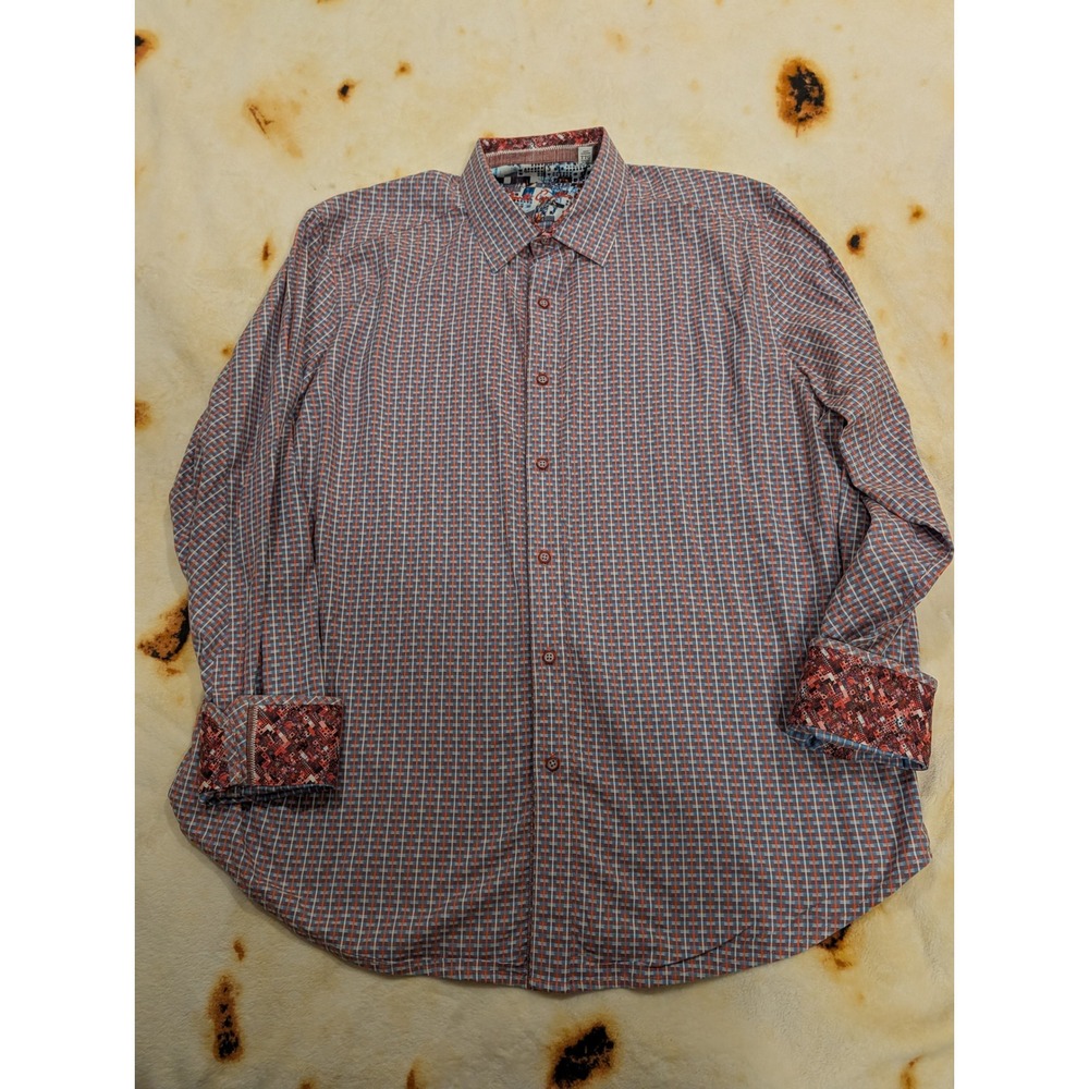 Robert Graham Classic Fit Shirt 2XL Orange Blue Check Long Sleeve Button Down